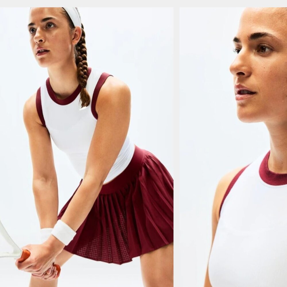 NWT Athleta Renew Seamless Muscle Tank Medium in White/Redwood